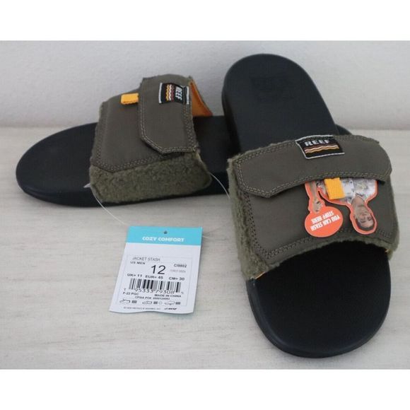 Reef CI9802 Men's Sz 12 Forrest Green Jacket Stash Slip-On Slide Sandals - Picture 10 of 10
